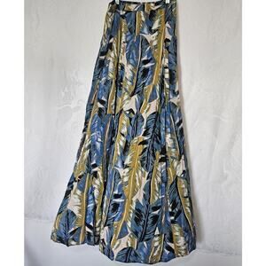 Lulus Medium Rayon Dual Long Slit Maxi Skirt Tropical Palms Resortwear Bohemian